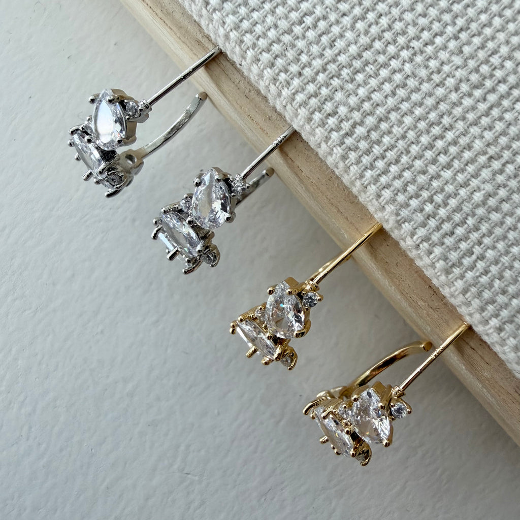 Mixed Cubic Cluster Hoop Earrings