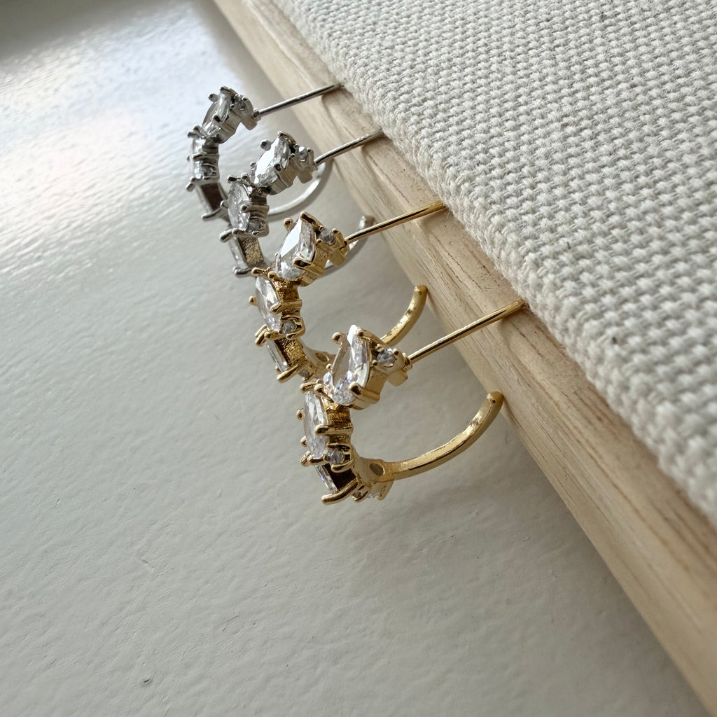 Mixed Cubic Cluster Hoop Earrings