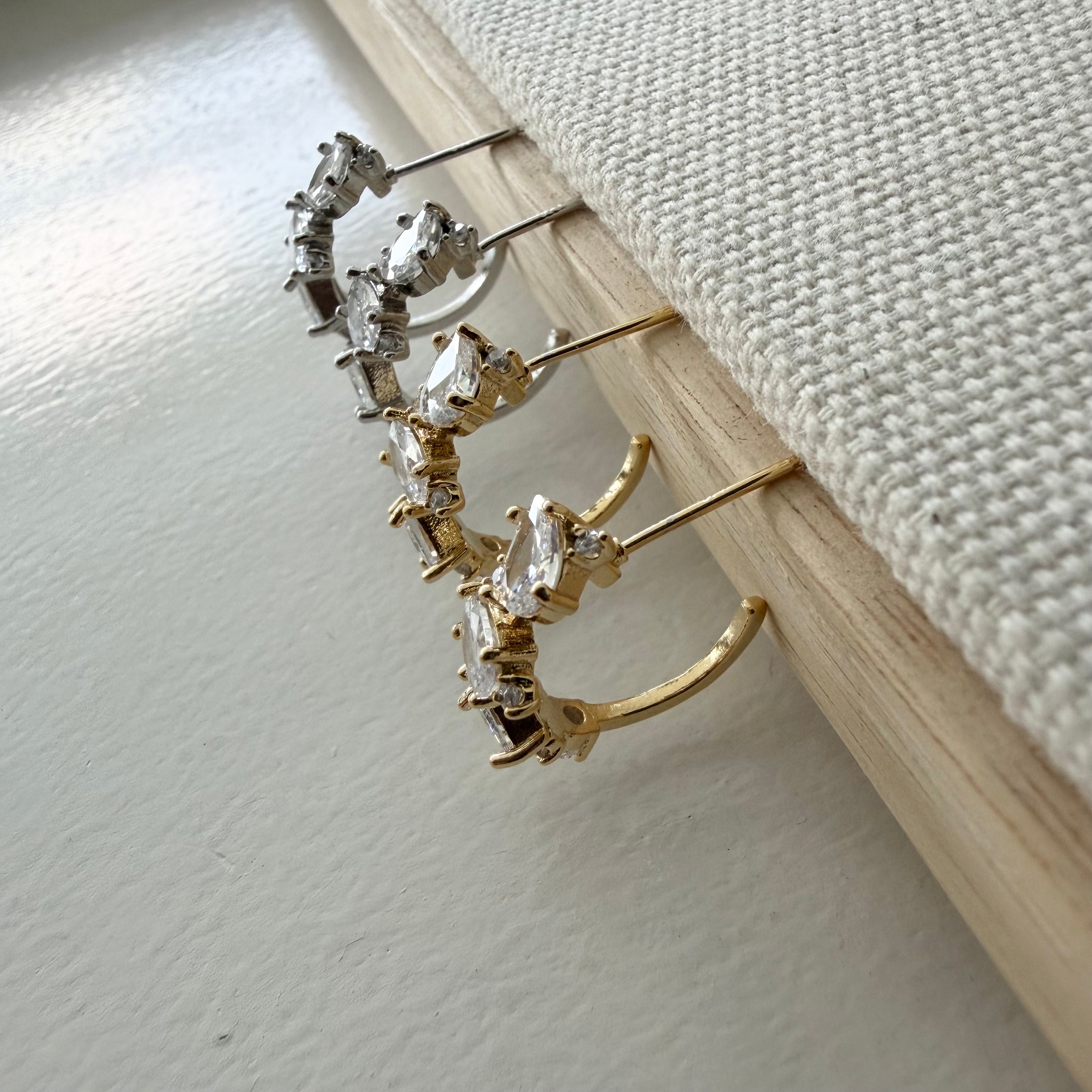 Mixed Cubic Cluster Hoop Earrings