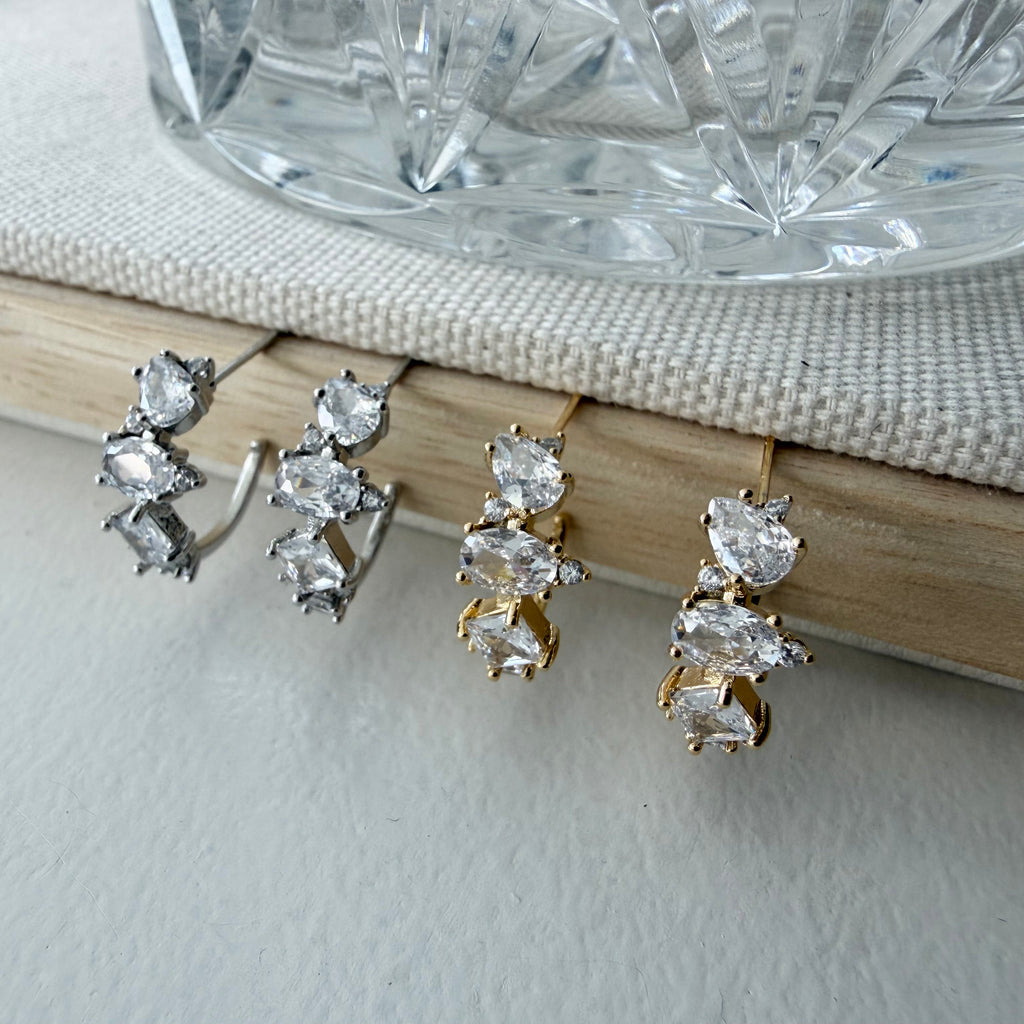 Mixed Cubic Cluster Hoop Earrings