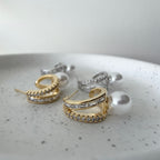 Modern Pearl Drop Hoop Earrings