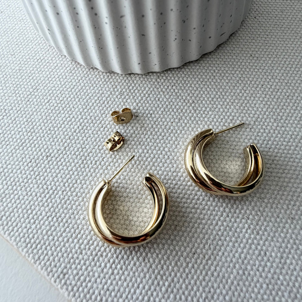 Rounded Crossover Hoop Earrings