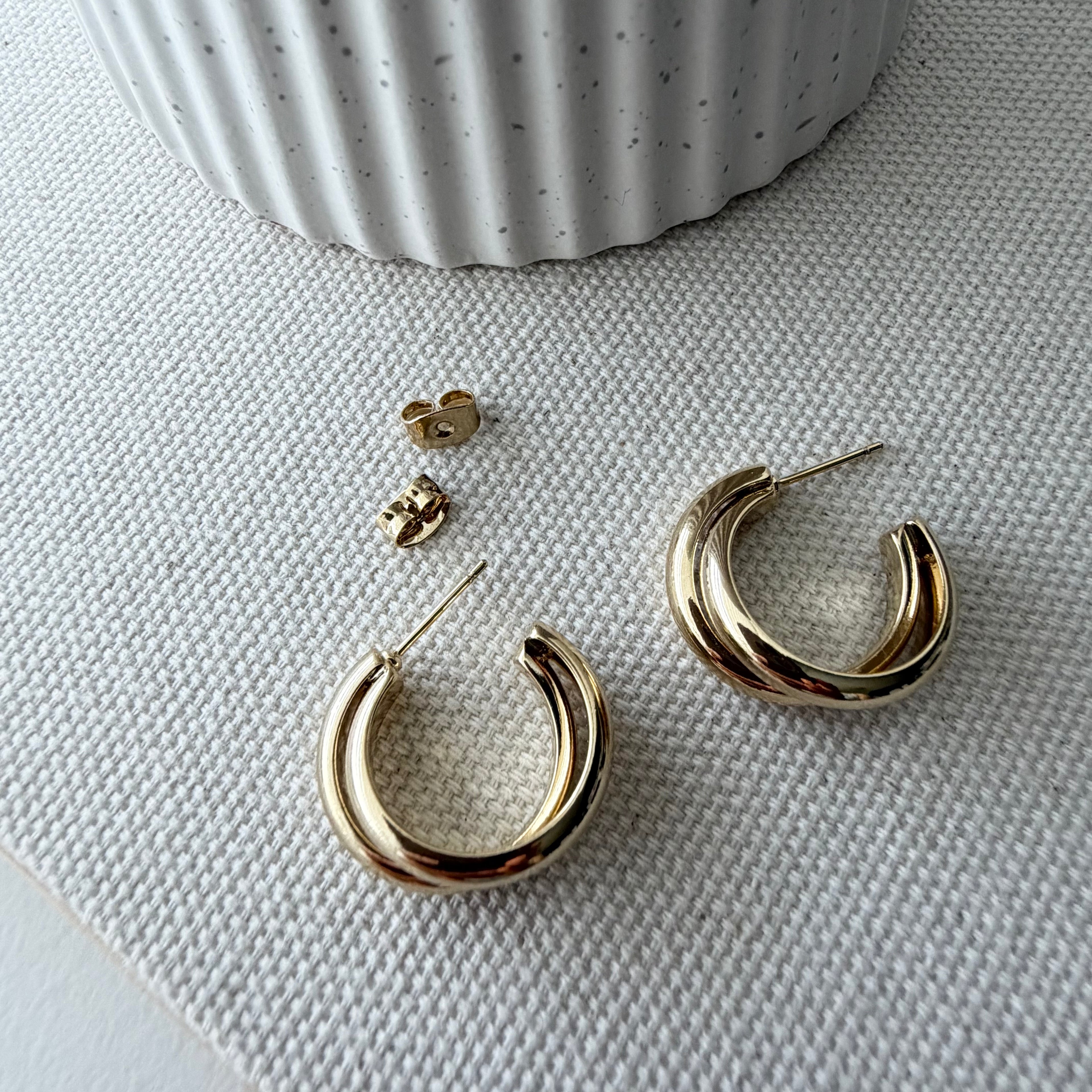 Rounded Crossover Hoop Earrings