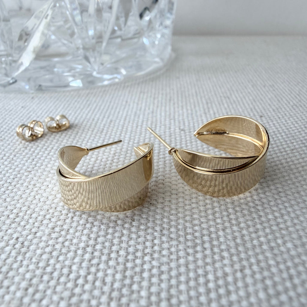 Flat Crossover Hoop Earrings