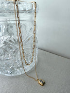 Layered Necklace: CZ Oval Bezel