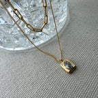 Layered Necklace: CZ Oval Bezel