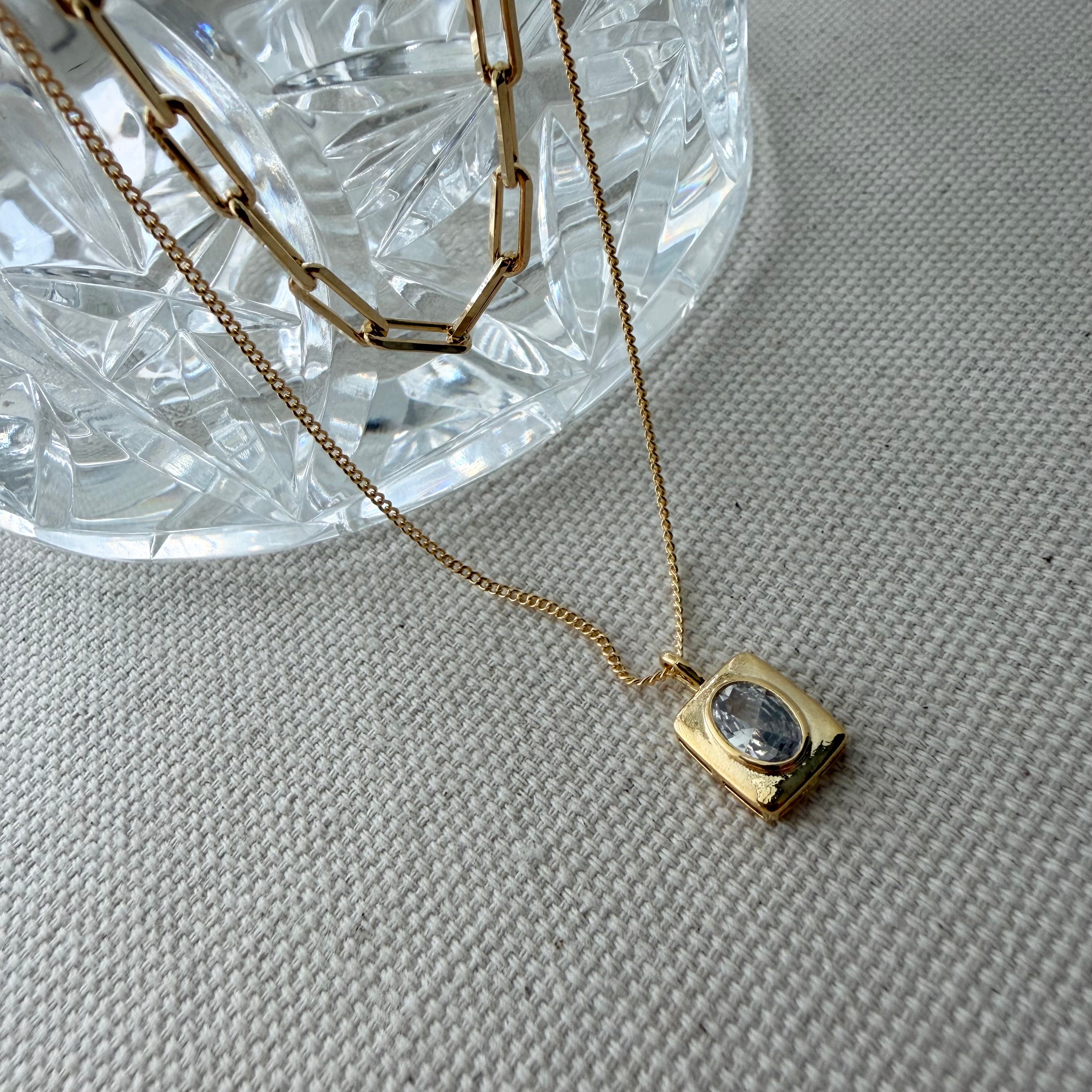 Layered Necklace: CZ Oval Bezel