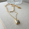 Layered Necklace: CZ Oval Bezel