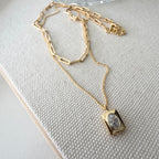 Layered Necklace: CZ Oval Bezel