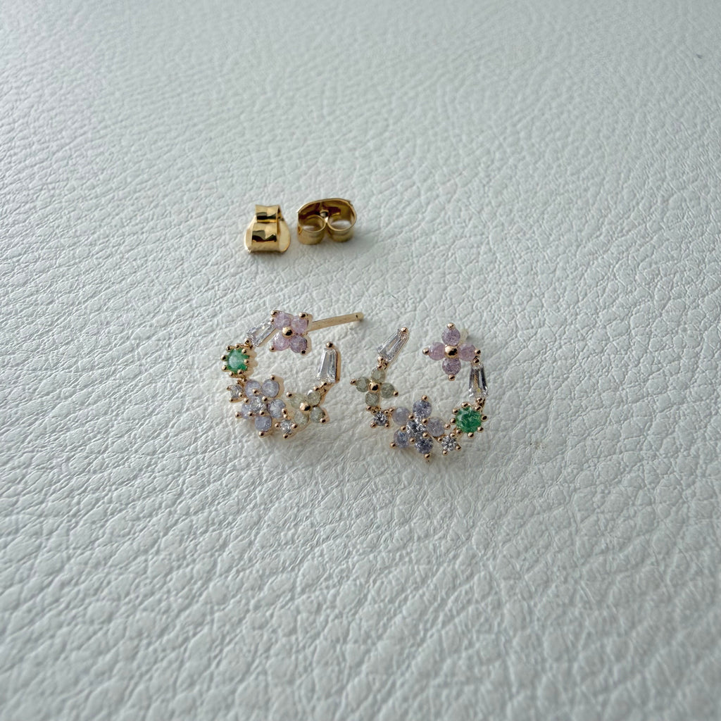 C-Shape Floral Earrings