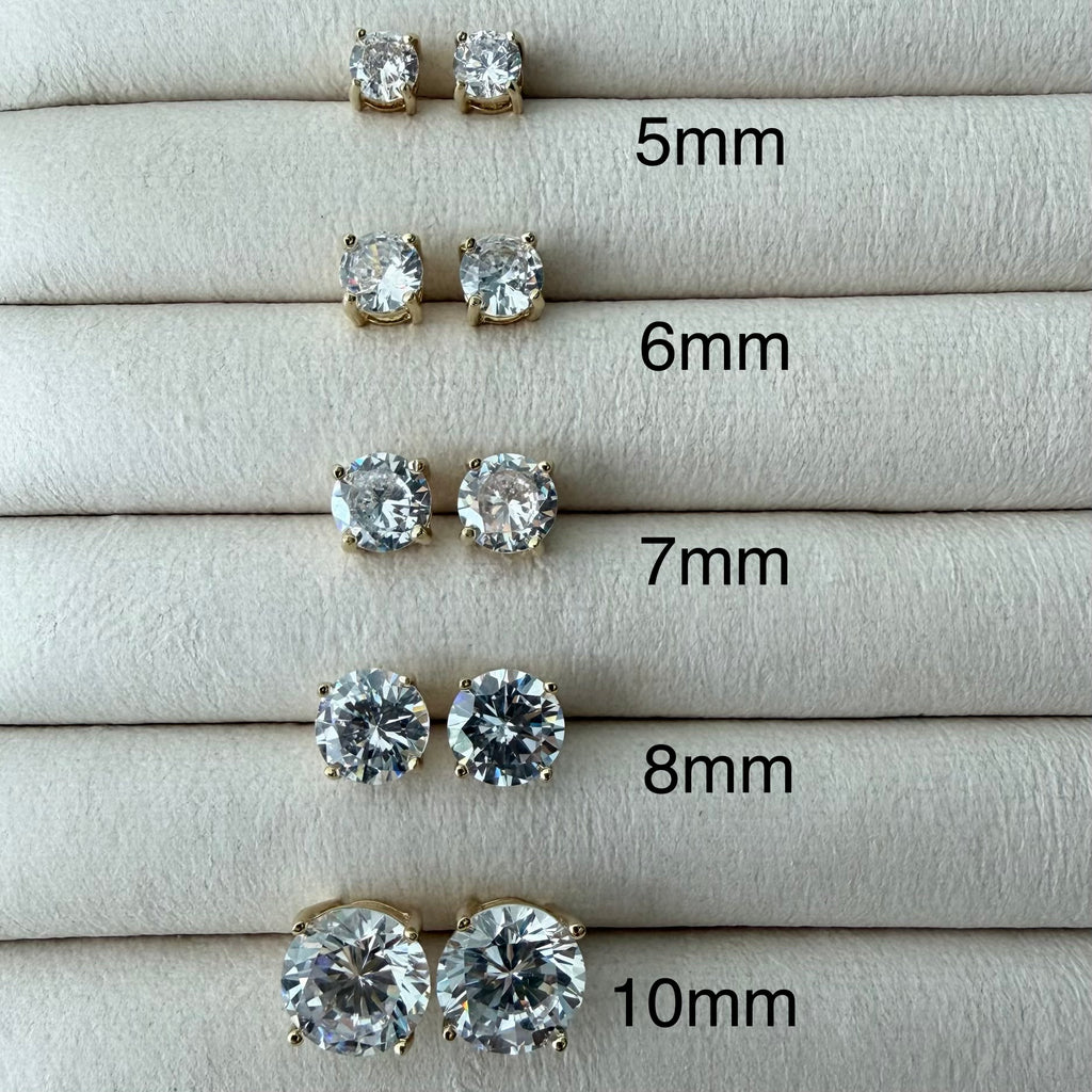 Round Cubic Zirconia Stud Earrings