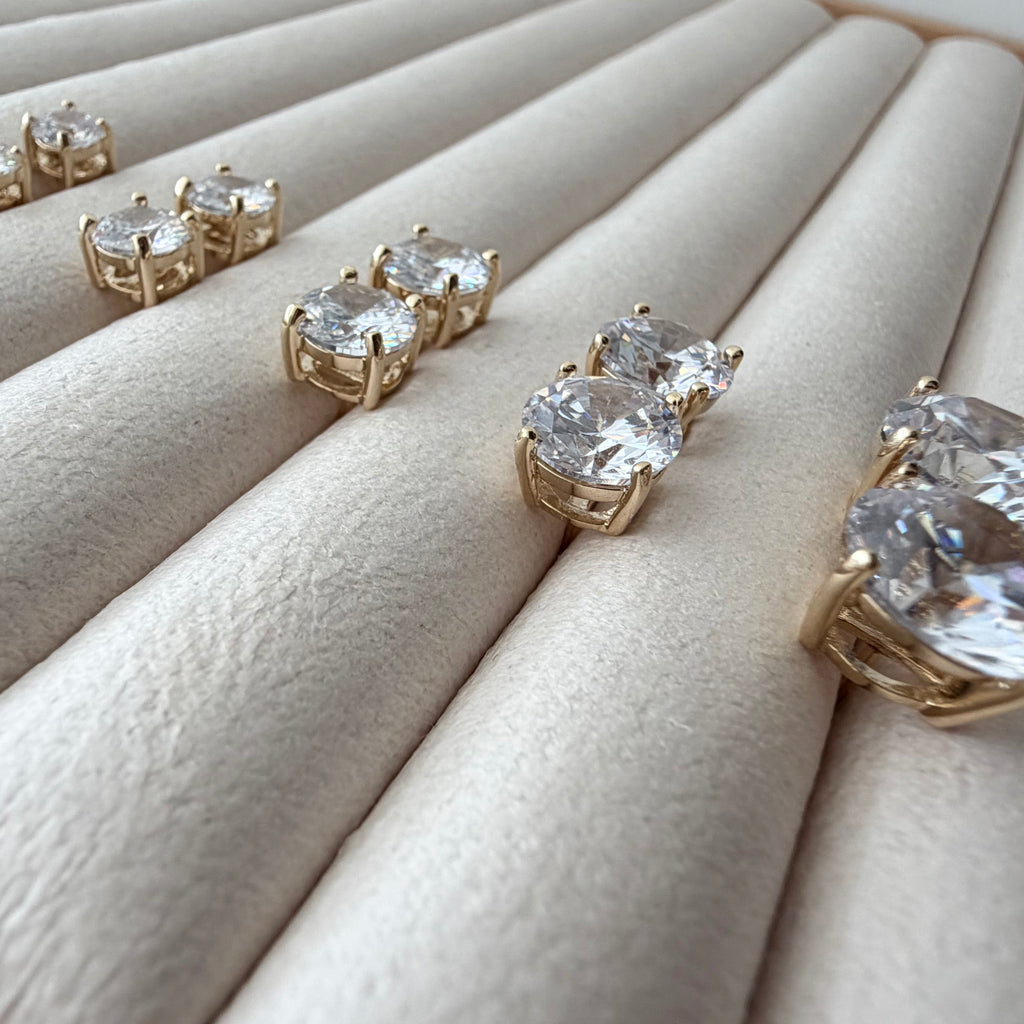 Round Cubic Zirconia Stud Earrings