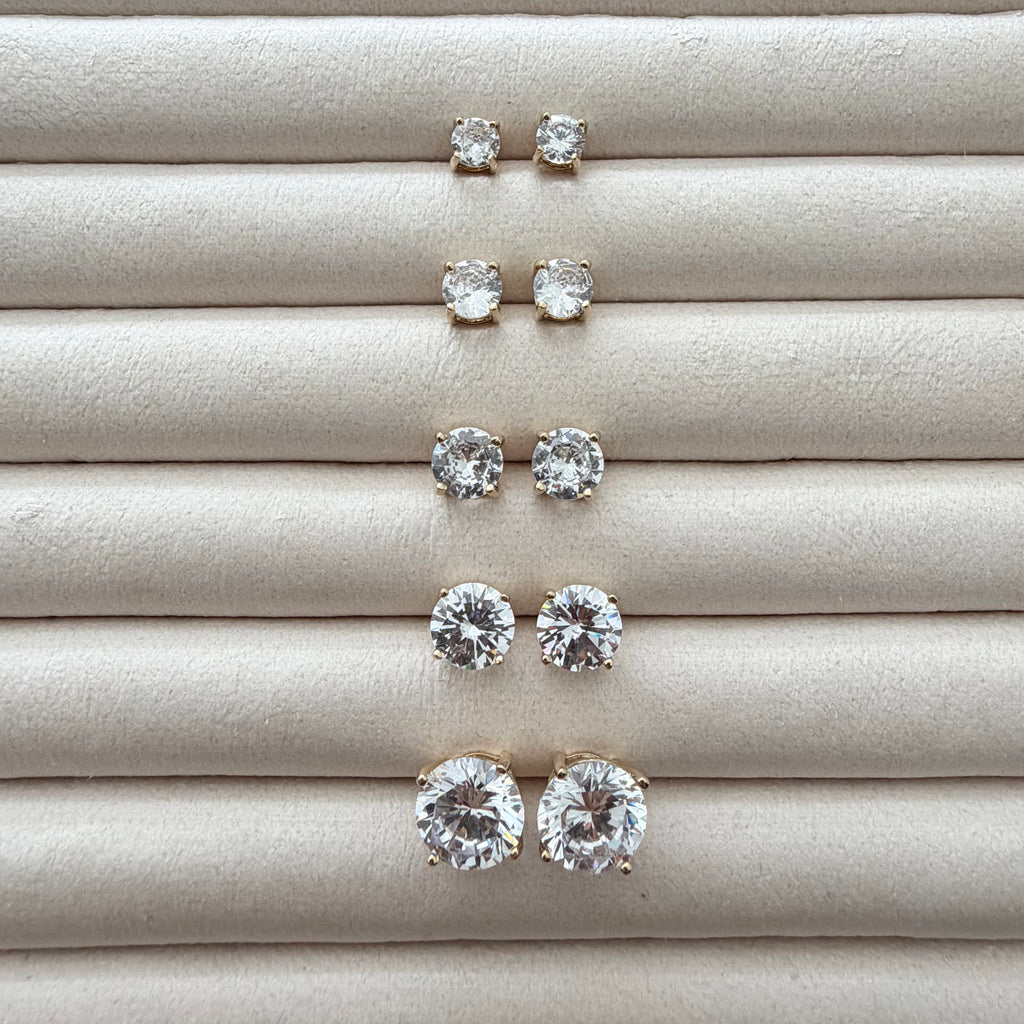 Round Cubic Zirconia Stud Earrings