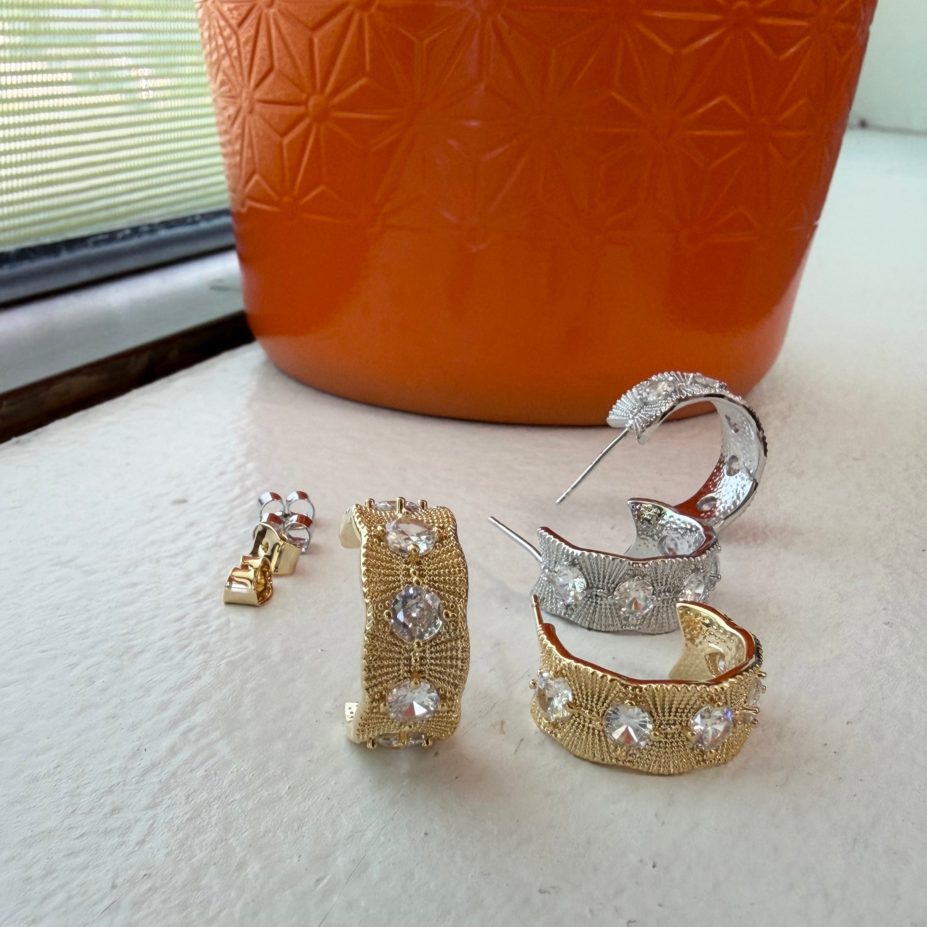 Quintet Ridge Hoop Earrings