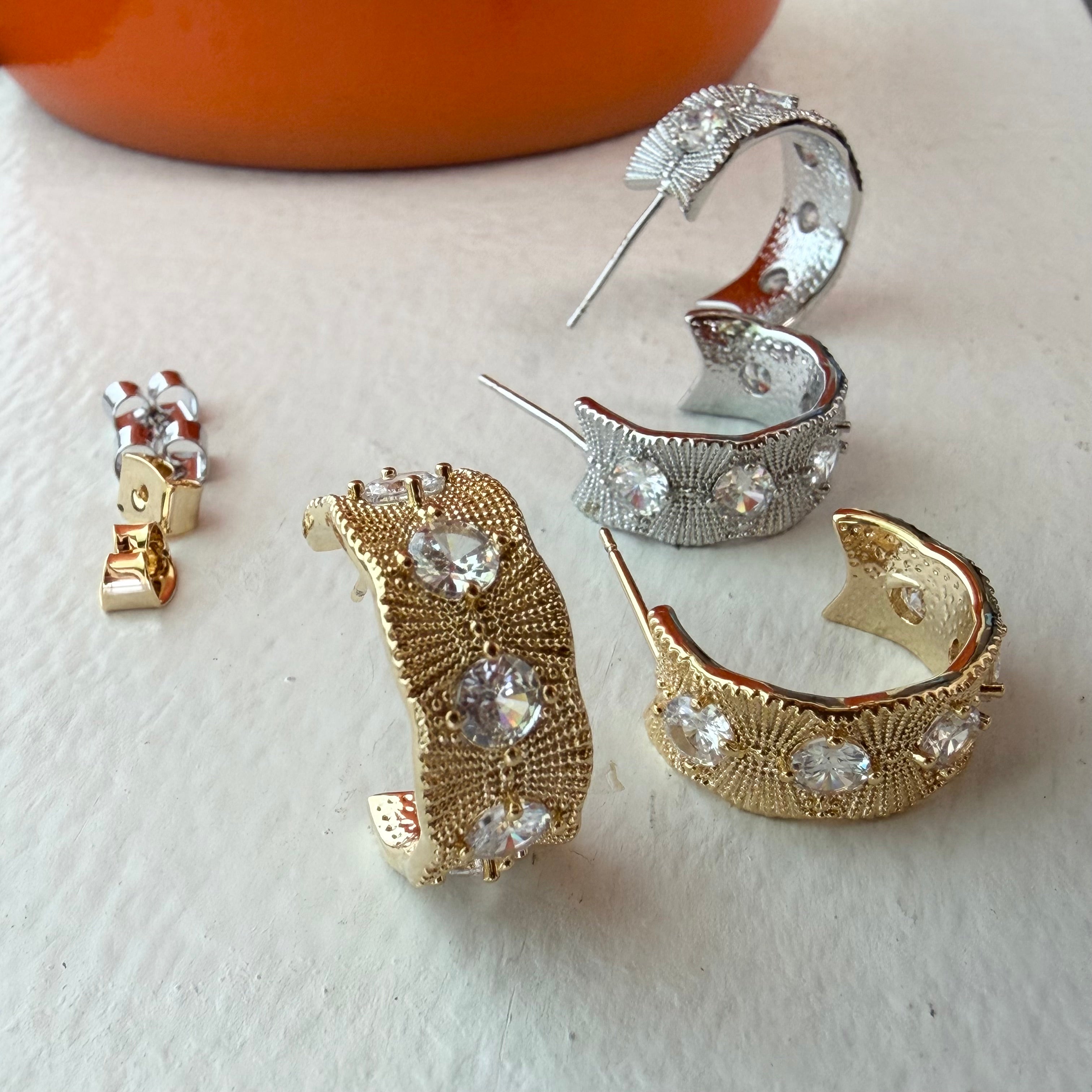 Quintet Ridge Hoop Earrings