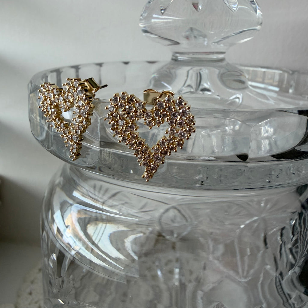Encrusted Heart Earrings