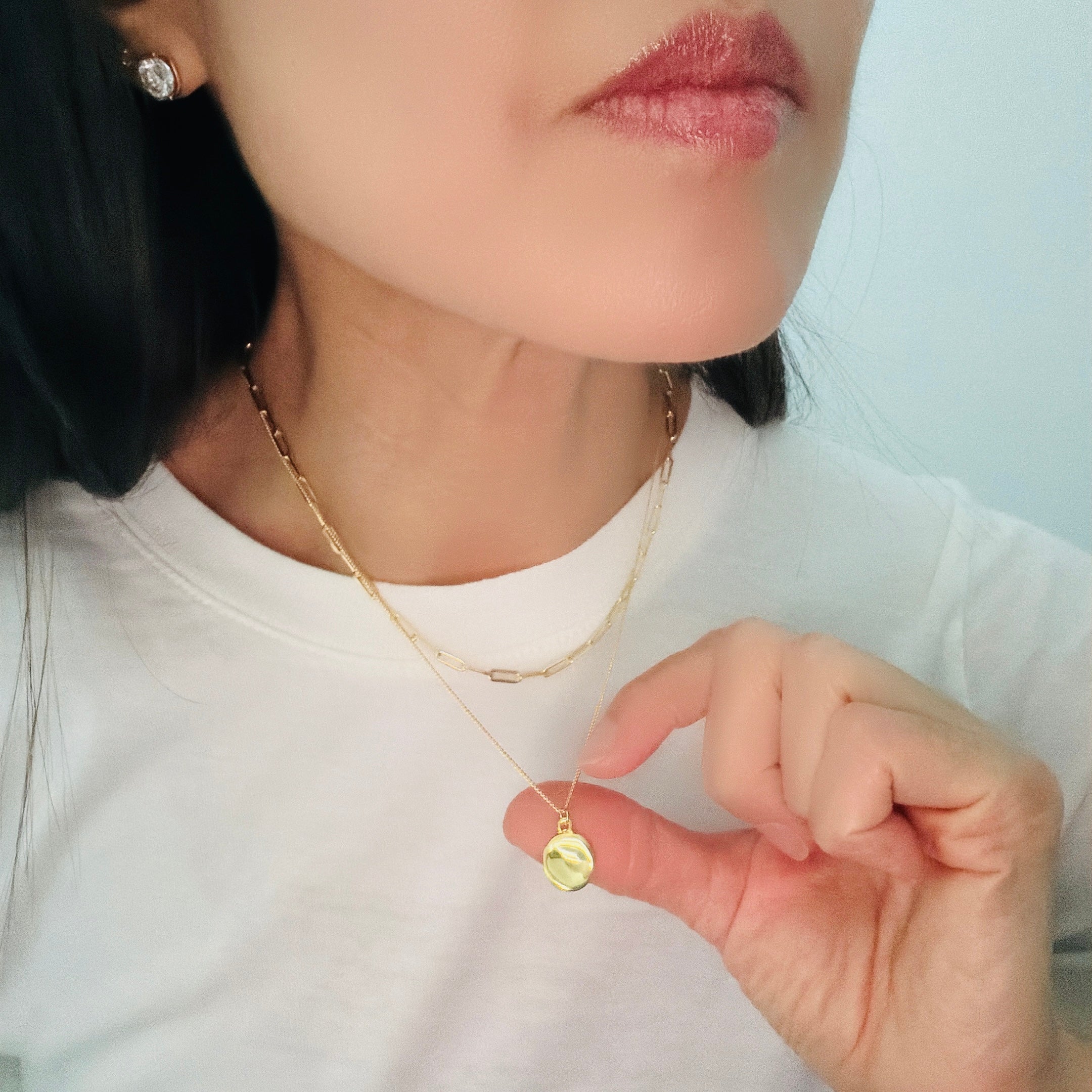 Layered Necklace: Mini Coin Nugget