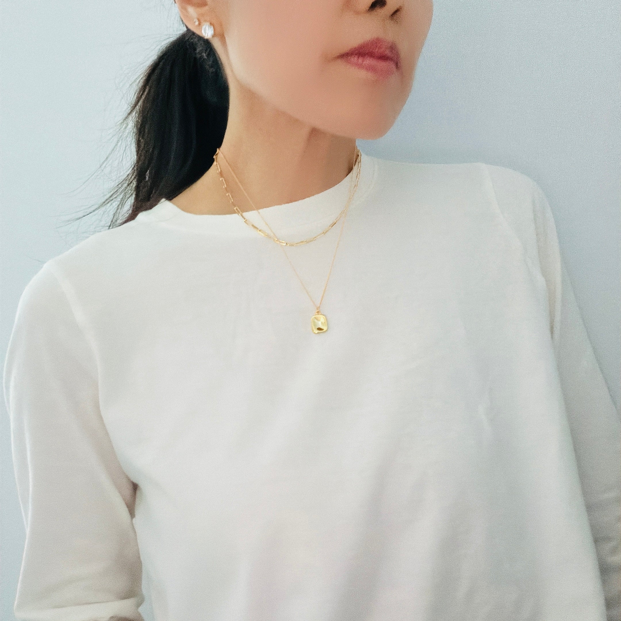 Layered Necklace: Mini Square Nugget