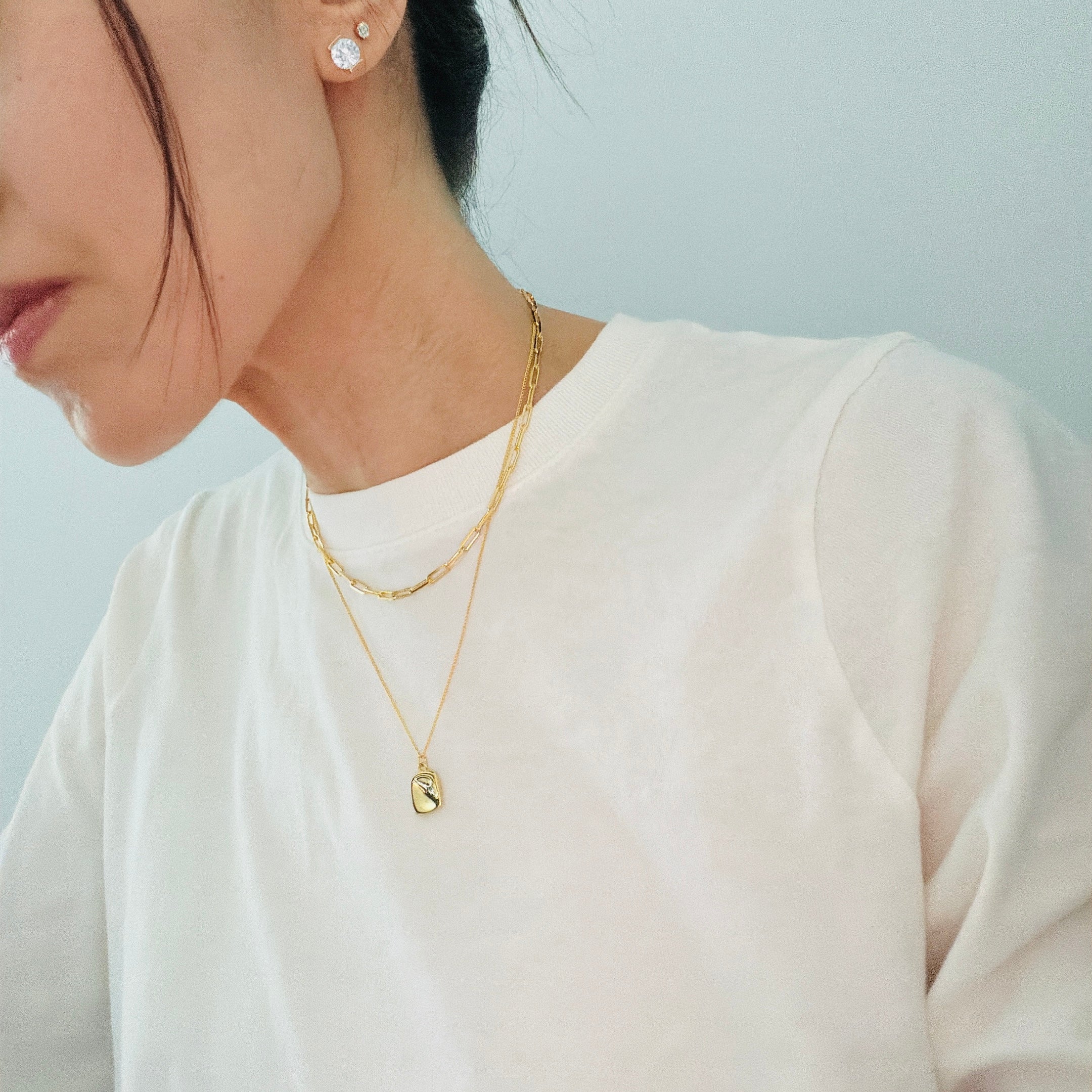 Layered Necklace: Mini Square Nugget