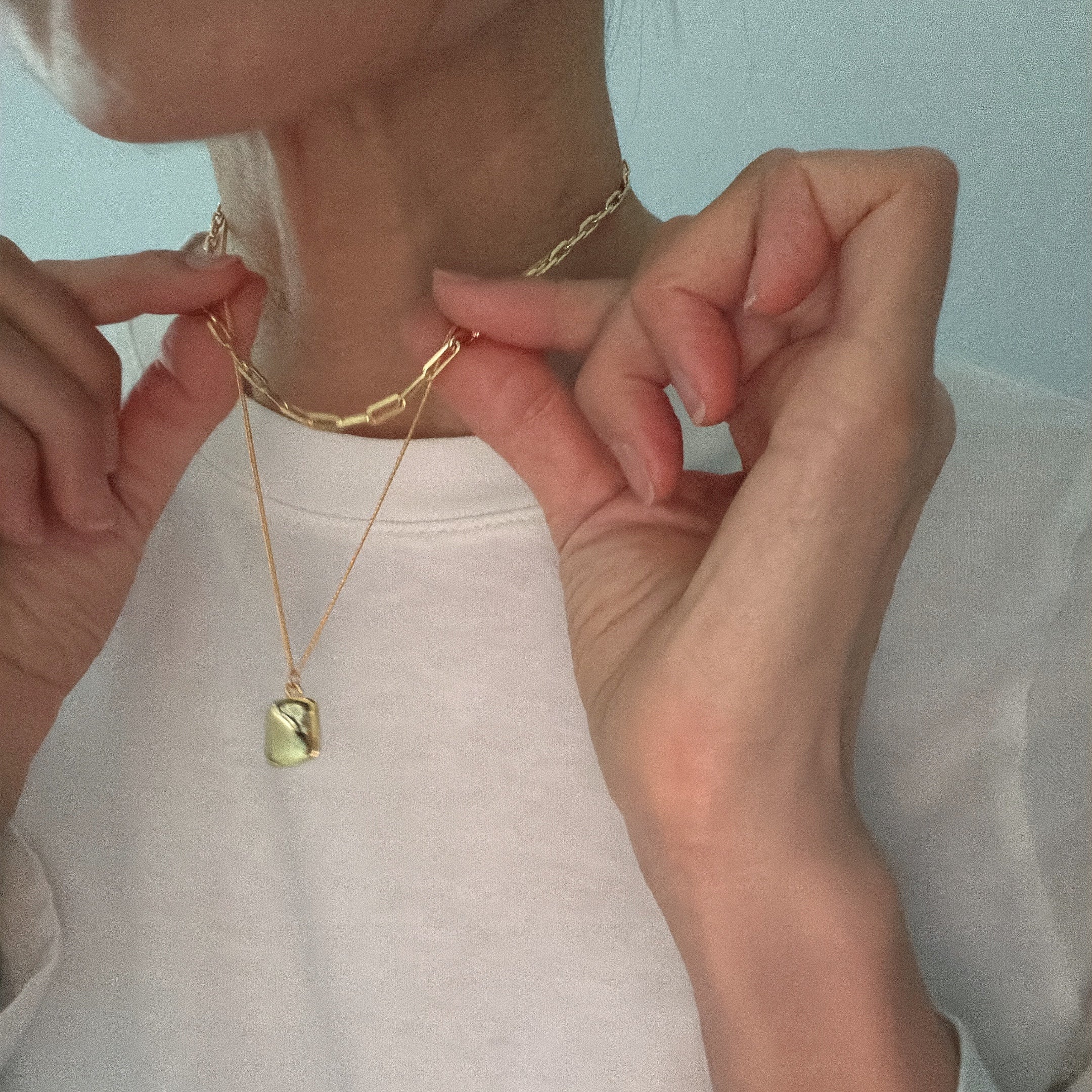 Layered Necklace: Mini Square Nugget