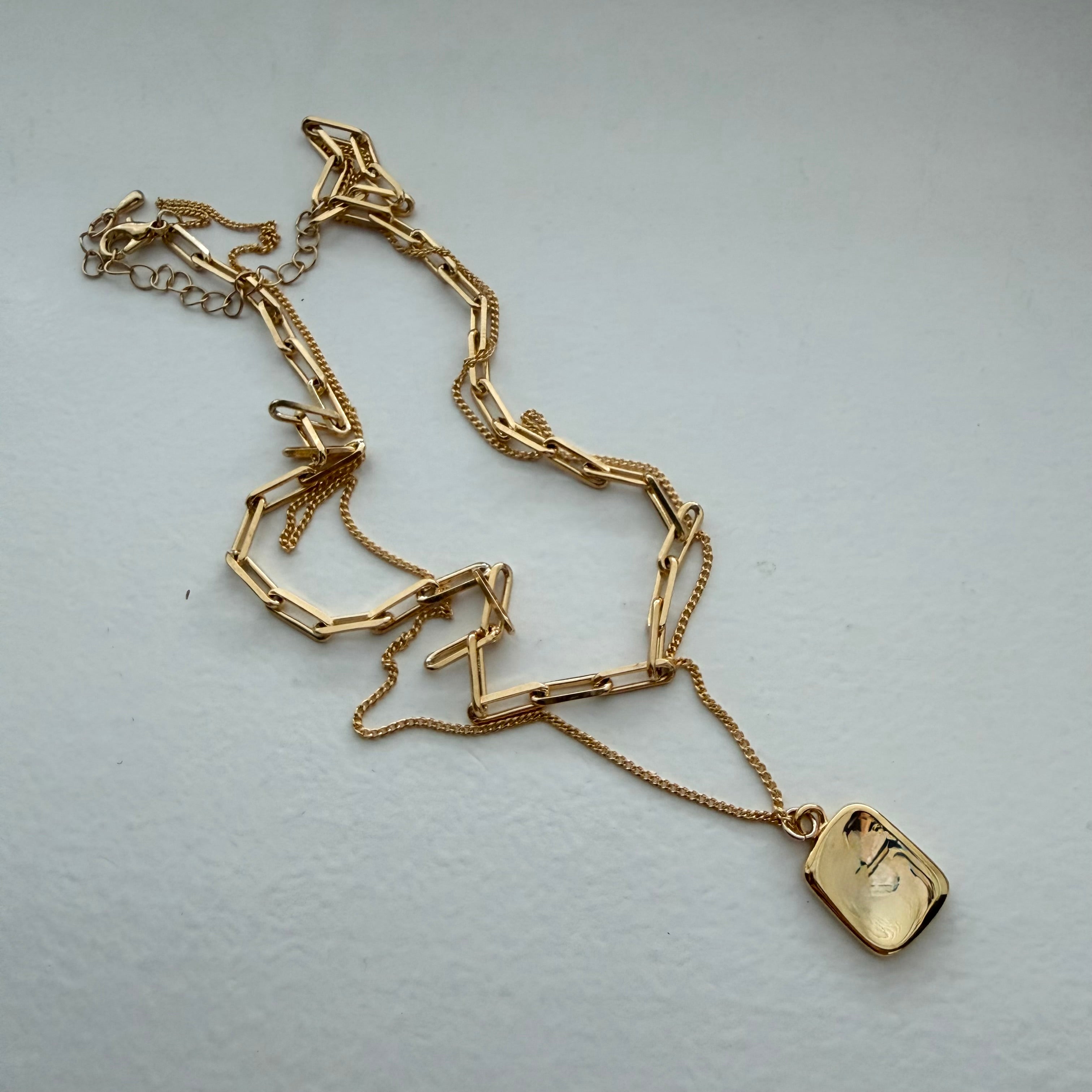 Layered Necklace: Mini Square Nugget