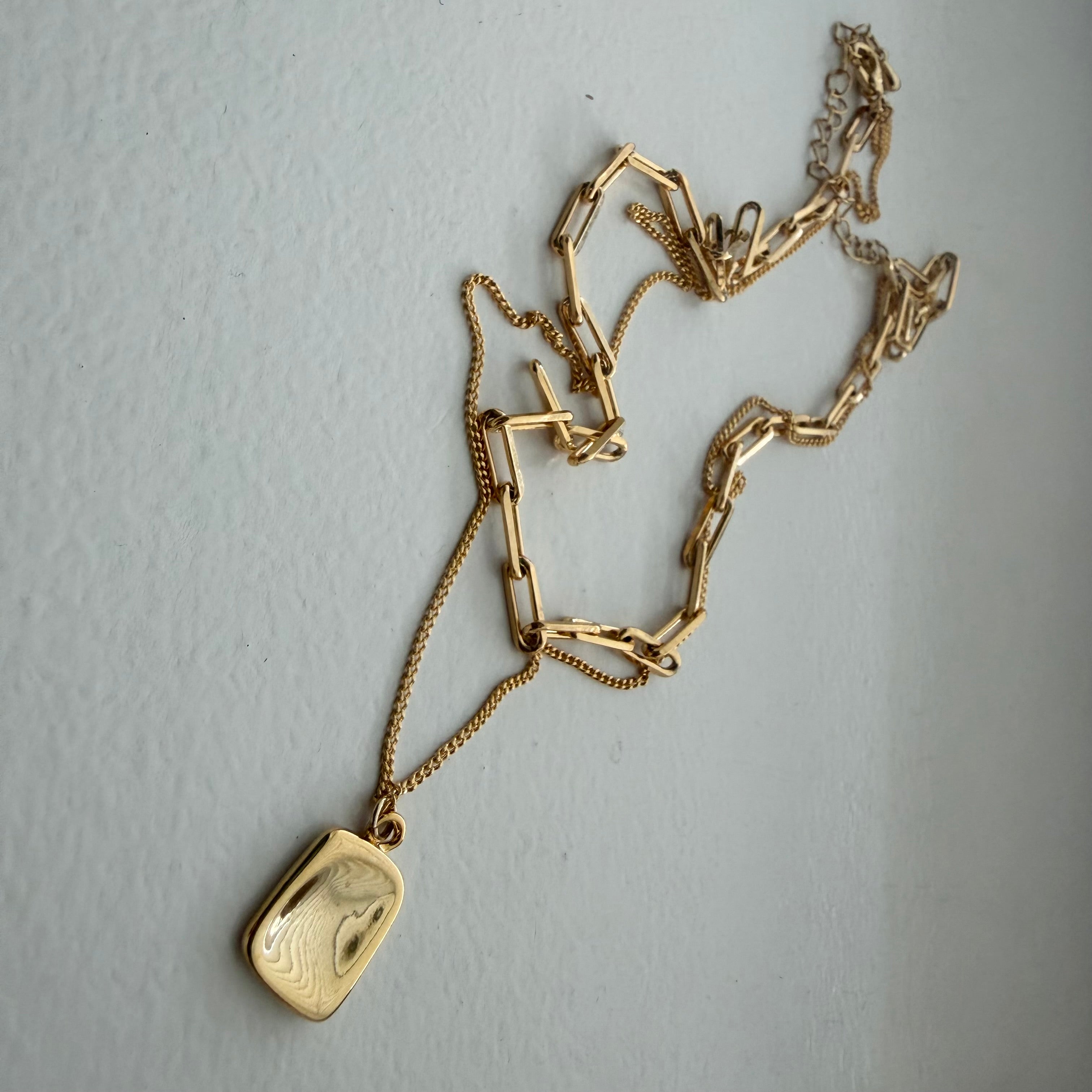 Layered Necklace: Mini Square Nugget