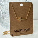 Pavé Sideways Cross Necklace