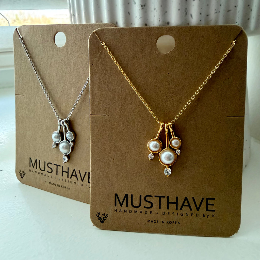 Triple Pearl Cluster Necklace