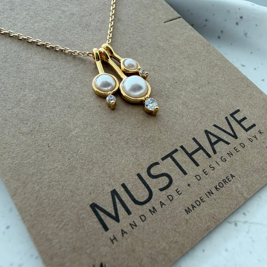 Triple Pearl Cluster Necklace