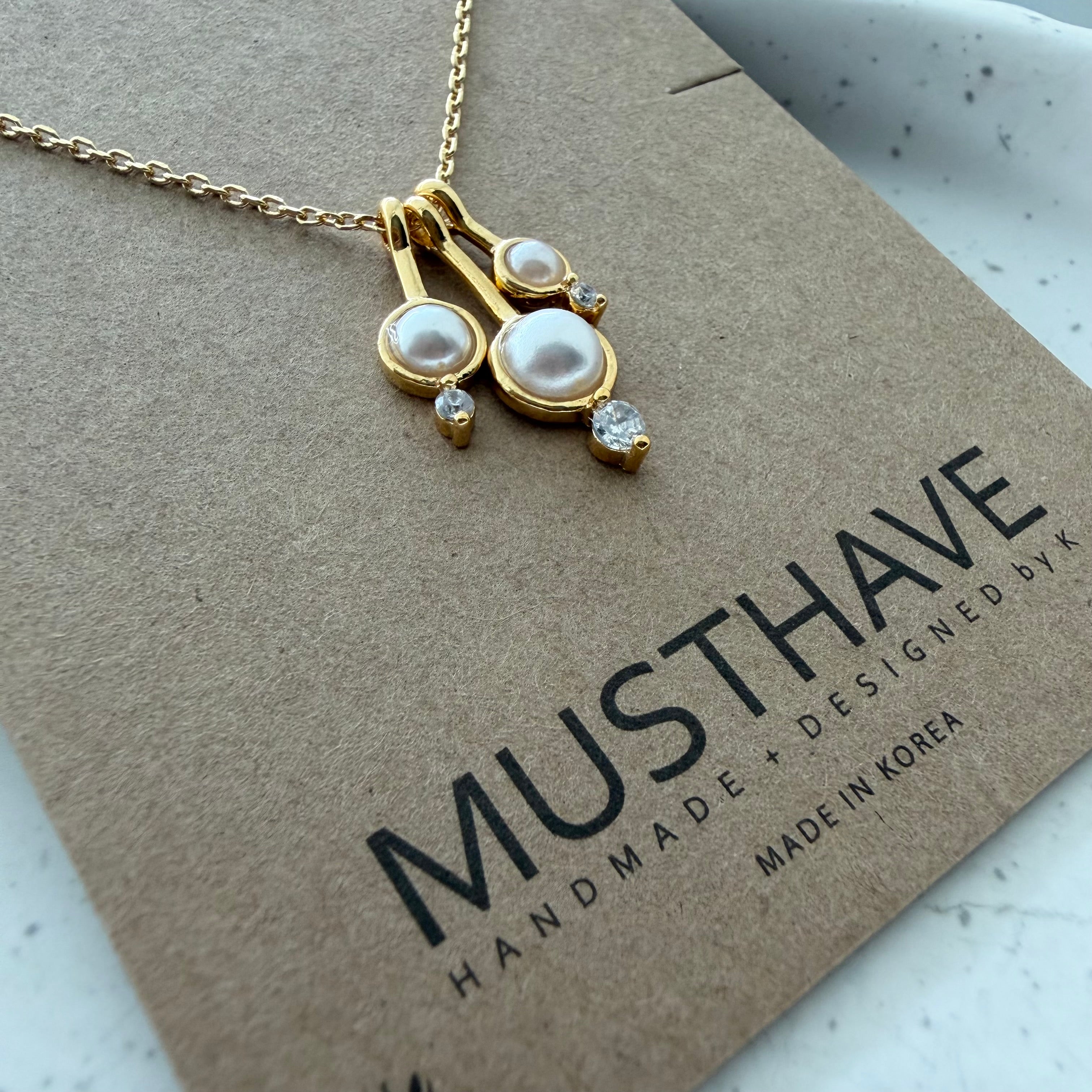 Triple Pearl Cluster Necklace