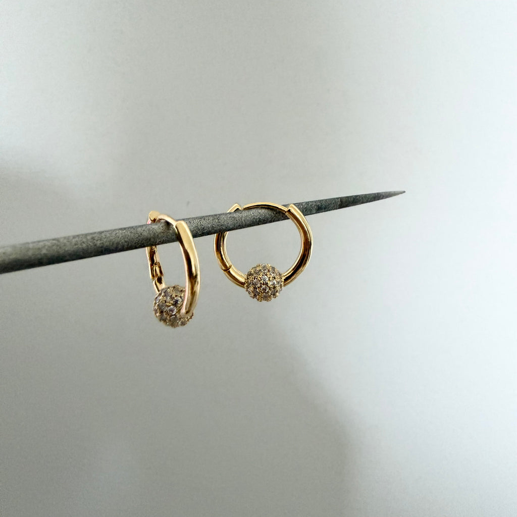 Pavé Ball Huggie Hoop Earrings