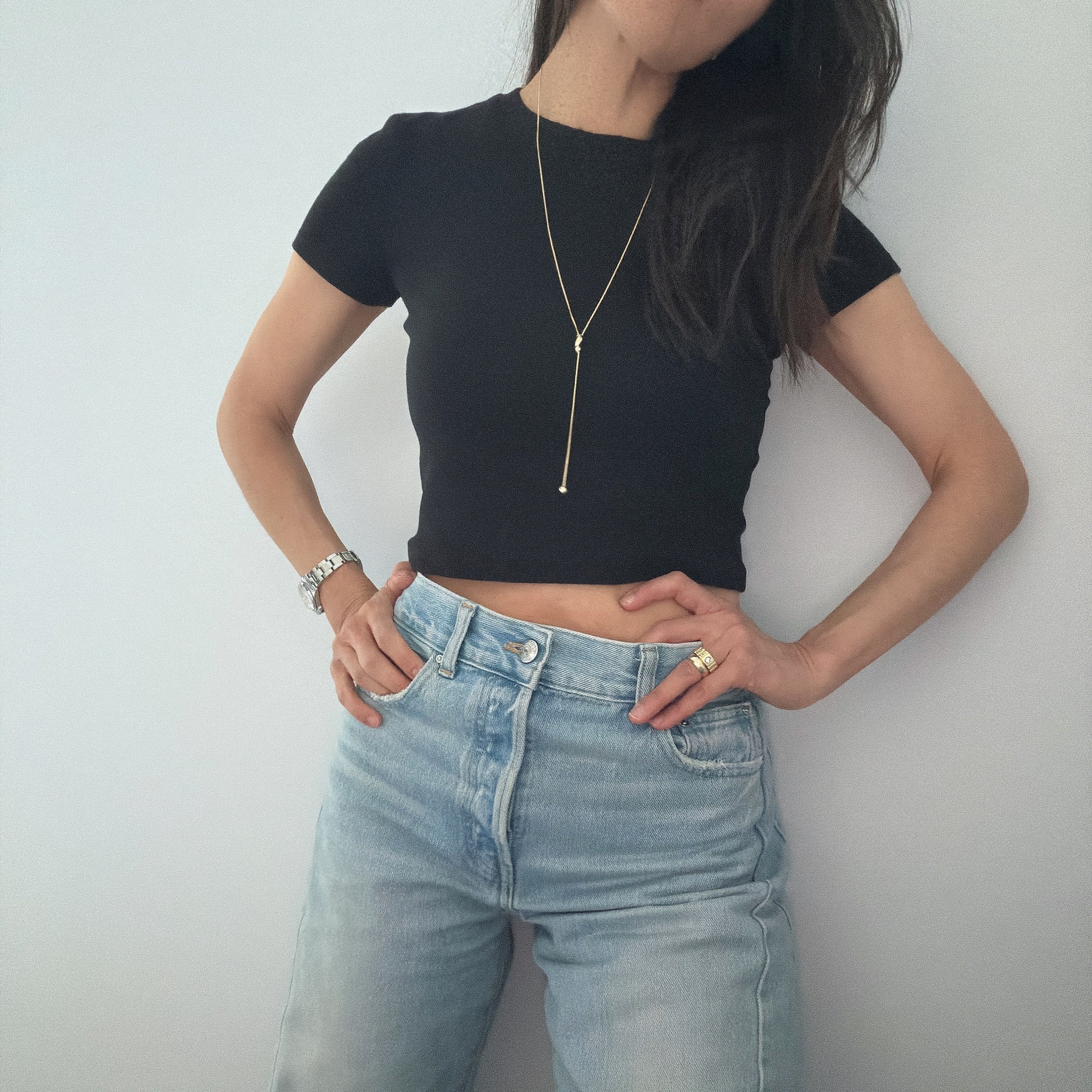 Twisted Drop Lariat Necklace