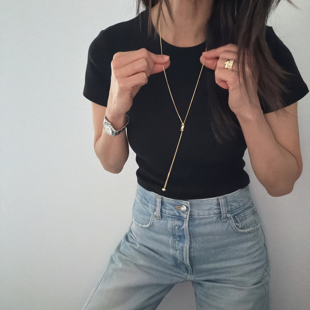 Twisted Drop Lariat Necklace