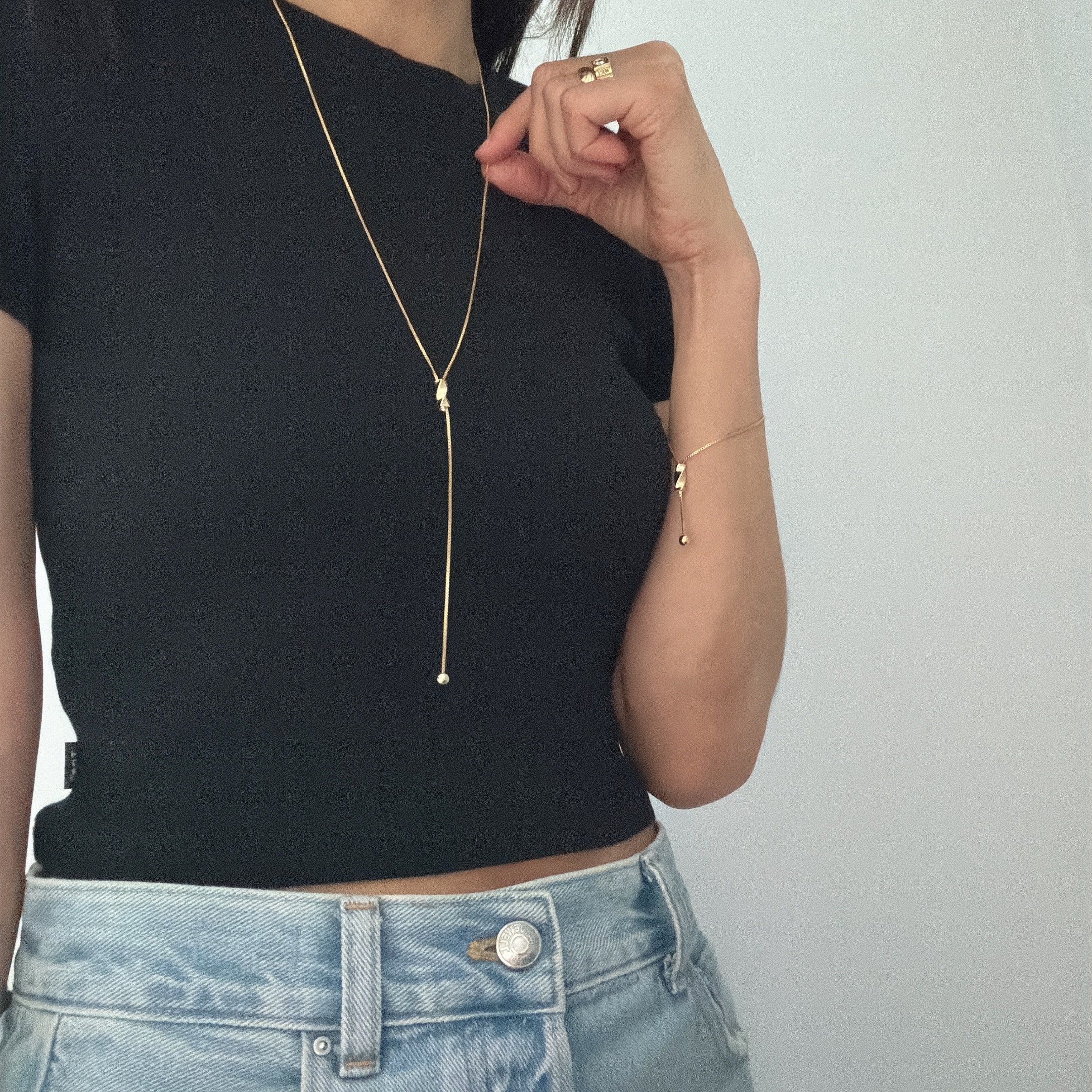 Twisted Drop Lariat Necklace