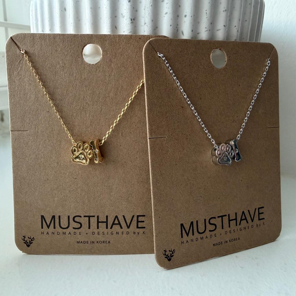 Dog Paw & Bone Necklace