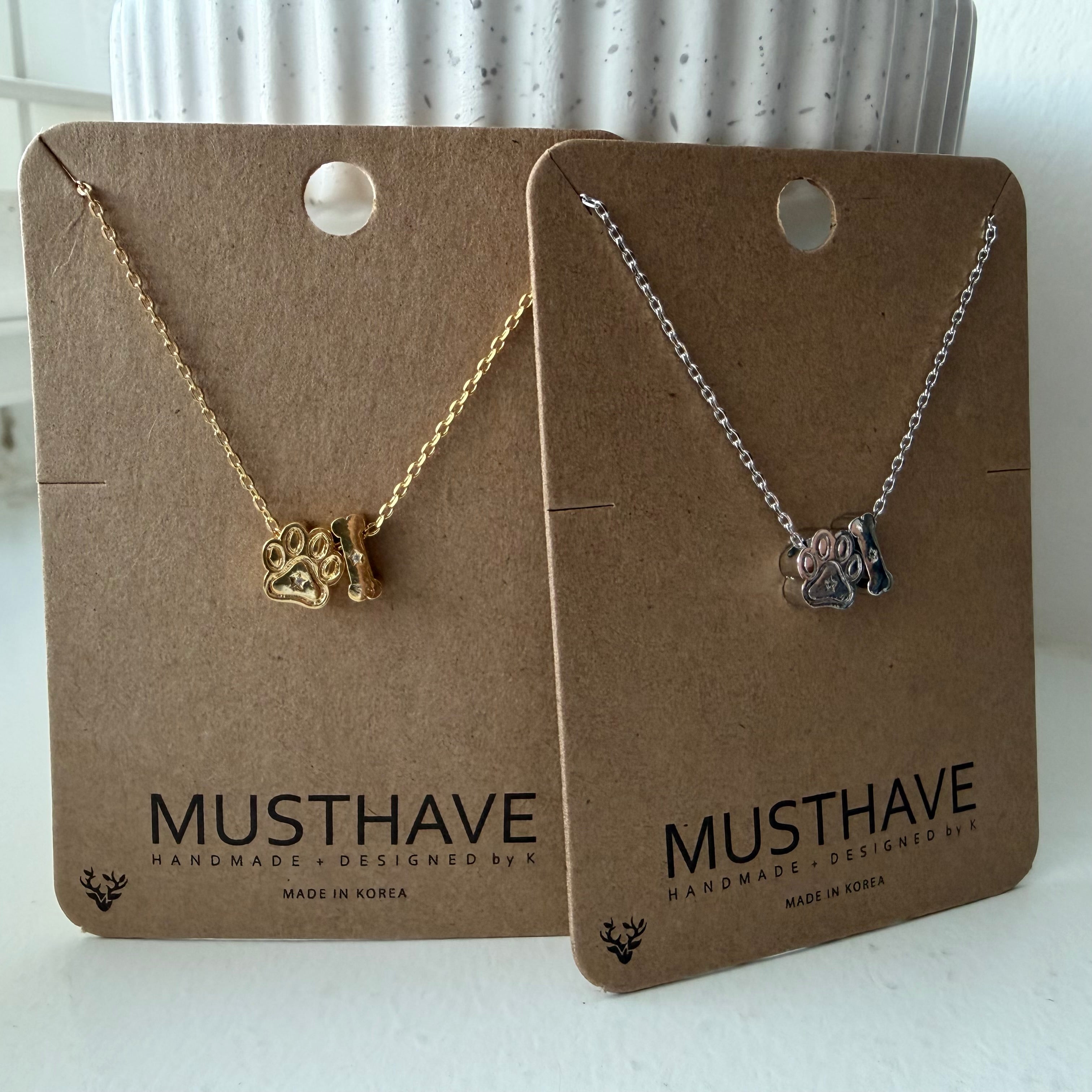 Dog Paw & Bone Necklace