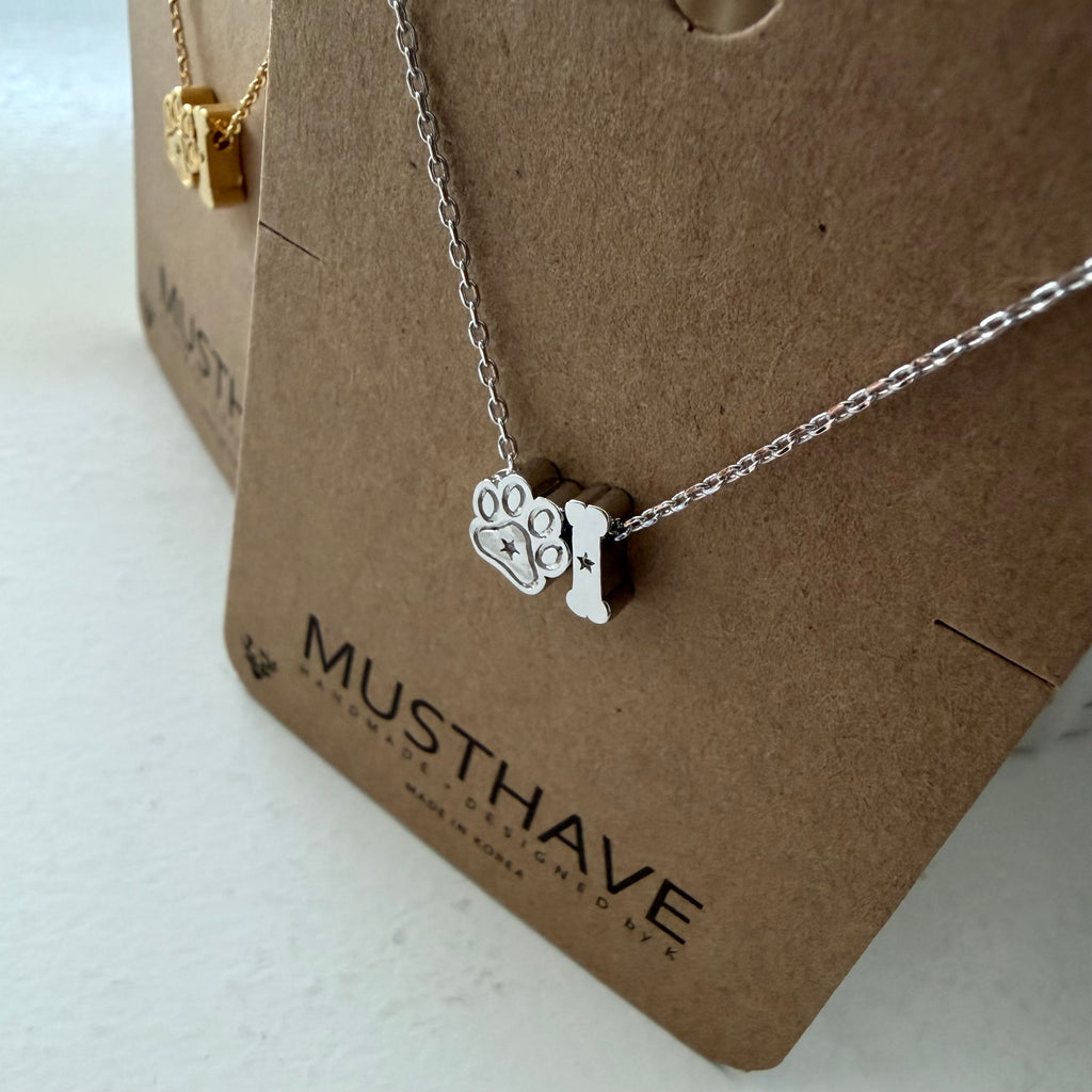 Dog Paw & Bone Necklace