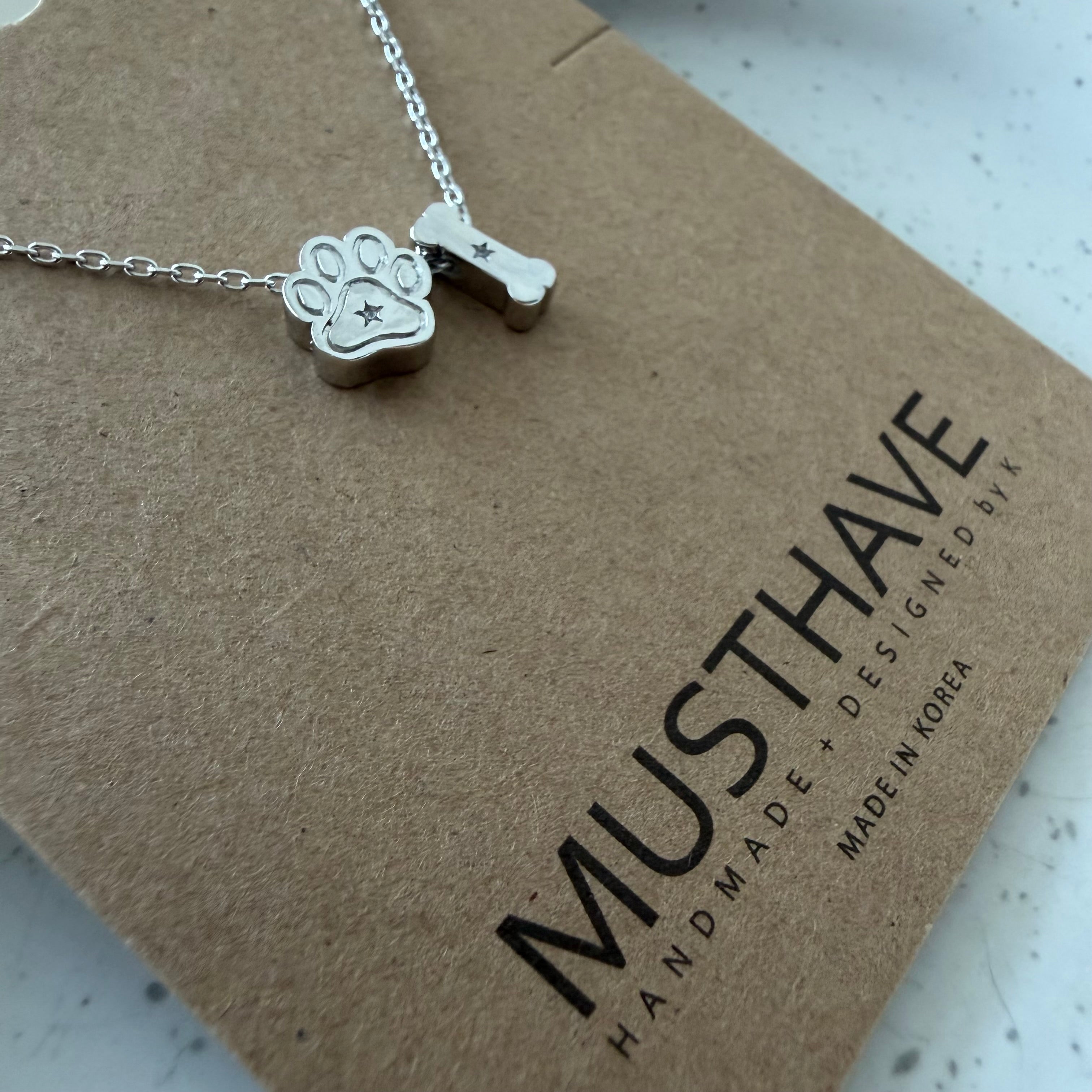 Dog Paw & Bone Necklace