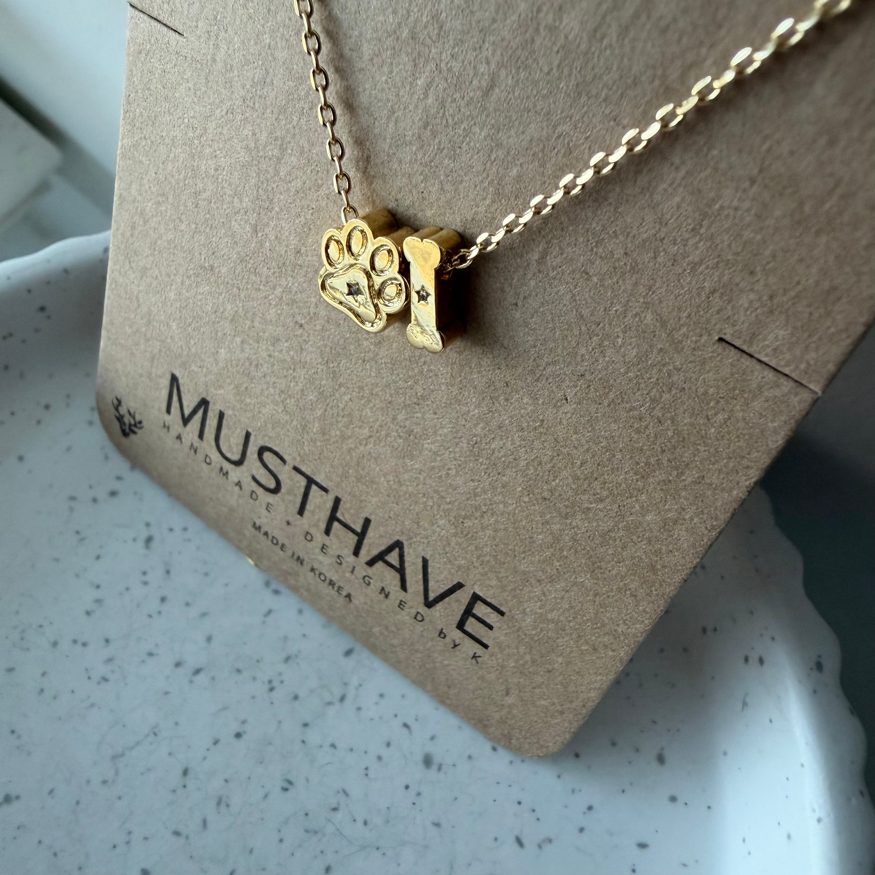 Dog Paw & Bone Necklace