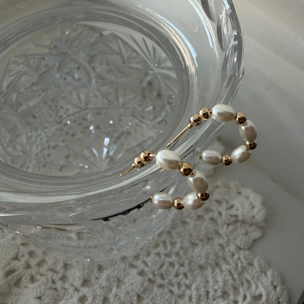 Pearl Ball Hoop Earrings