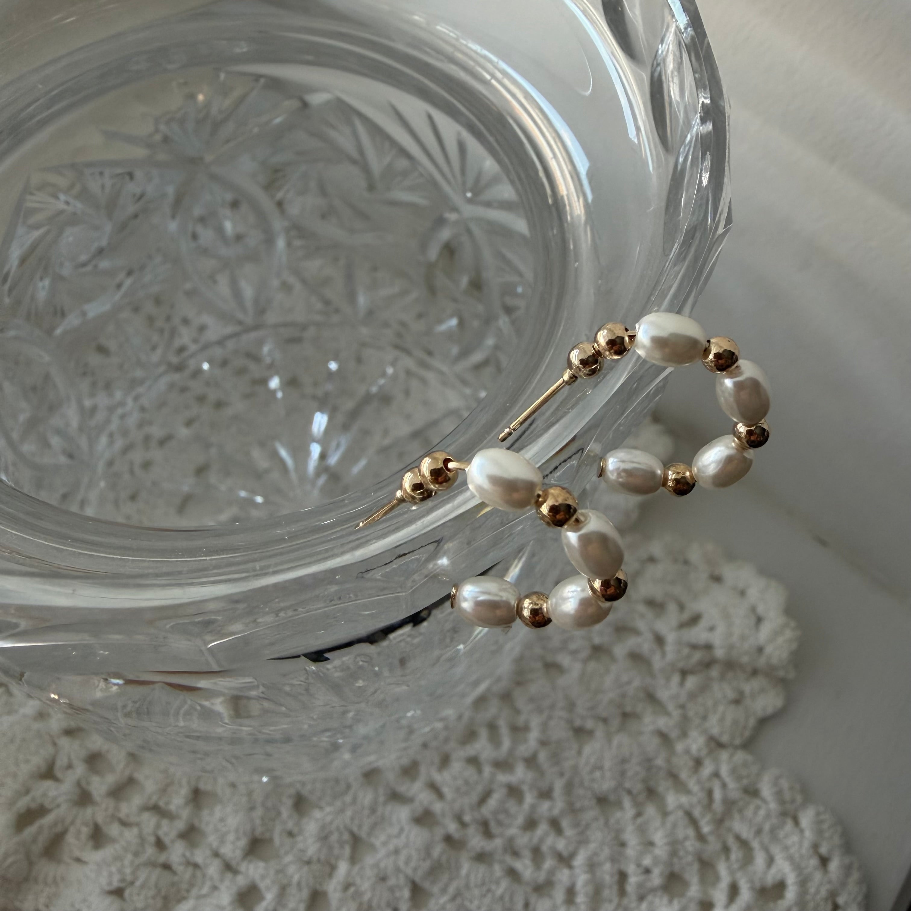 Pearl Ball Hoop Earrings