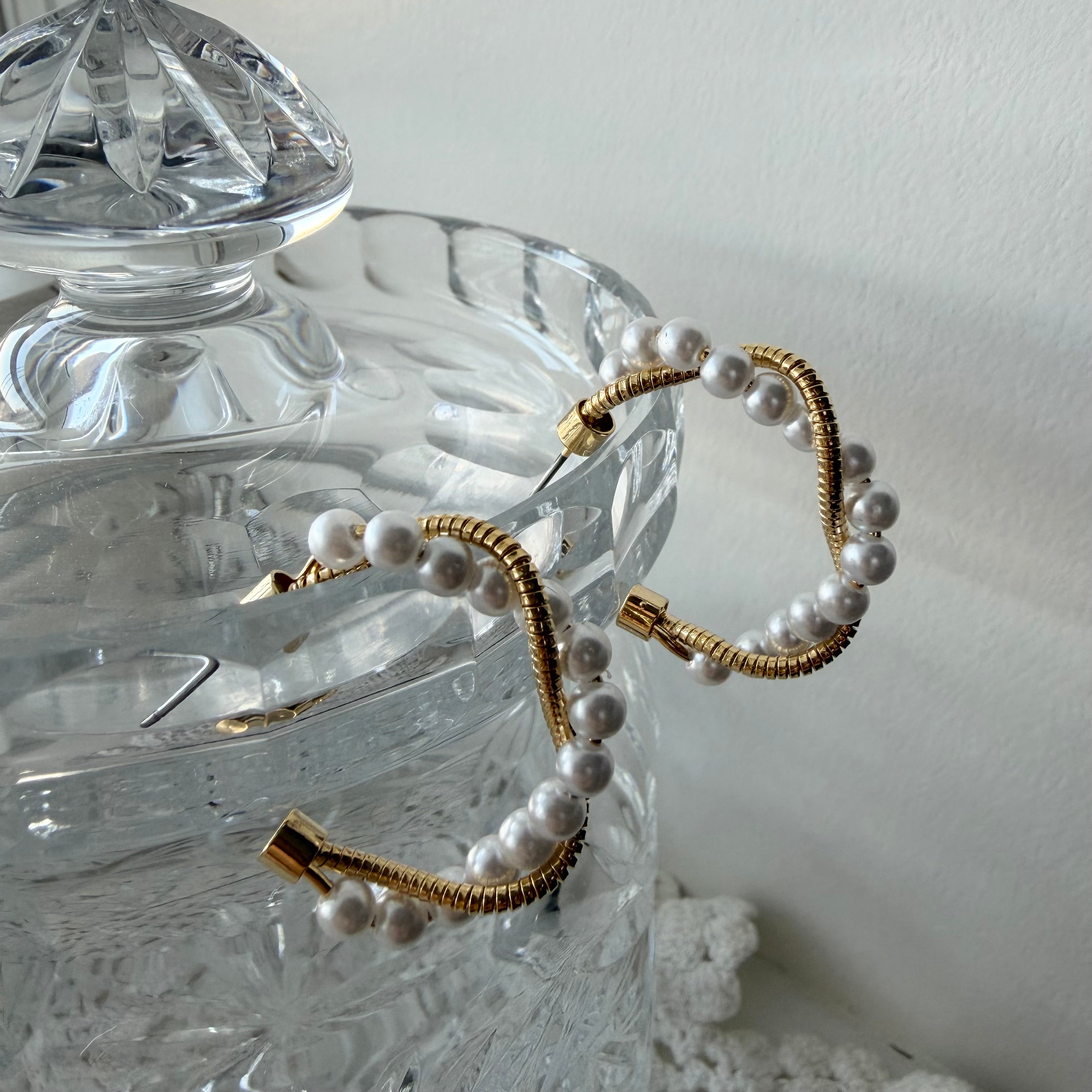 Pearl Twist Hoop Earrings