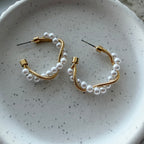 Pearl Twist Hoop Earrings