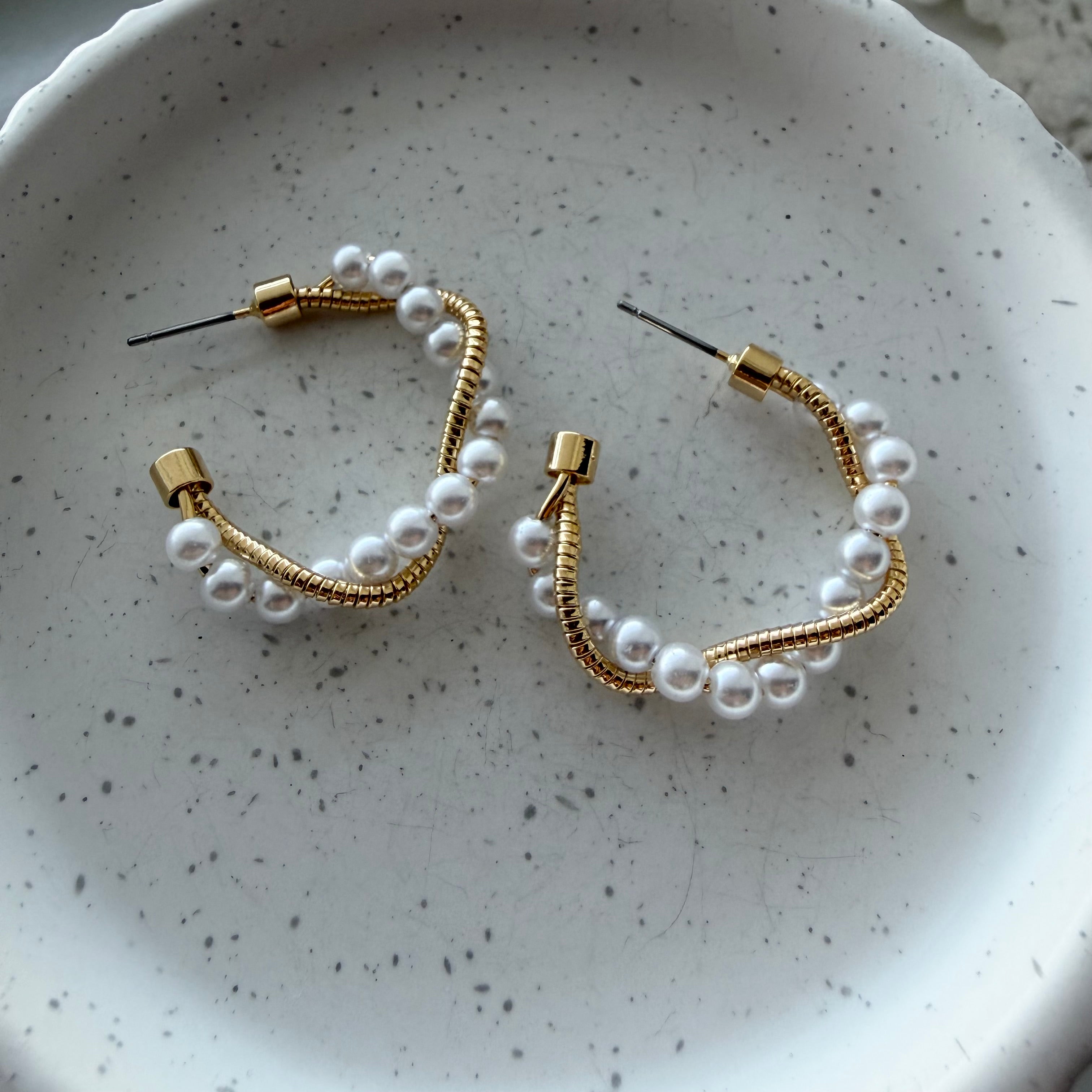 Pearl Twist Hoop Earrings