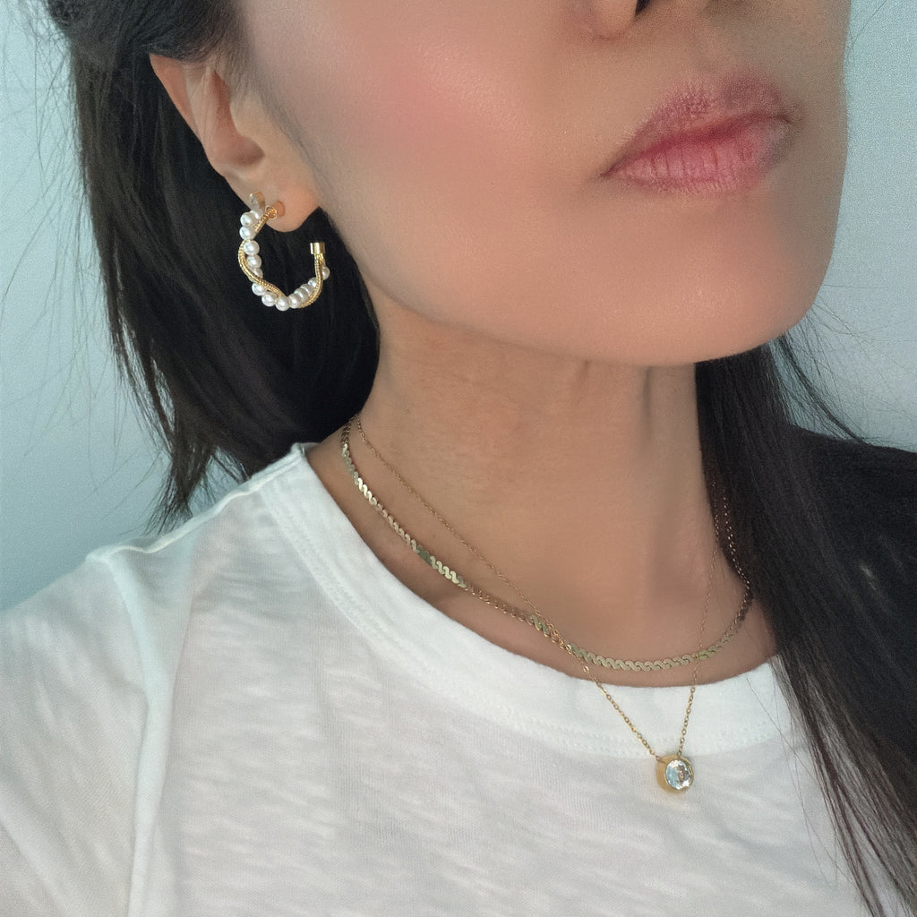 Pearl Twist Hoop Earrings