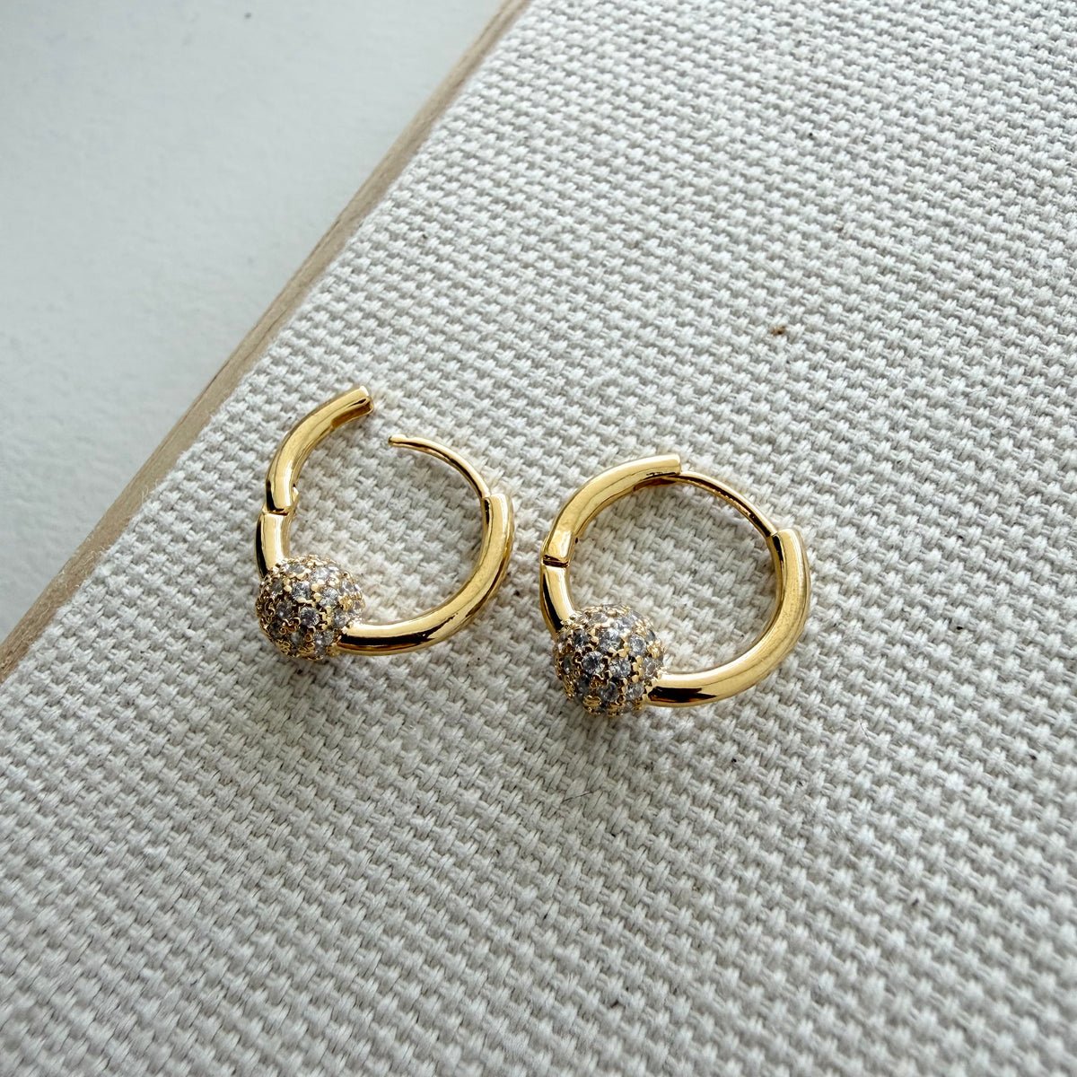 Pavé Ball Huggie Hoop Earrings
