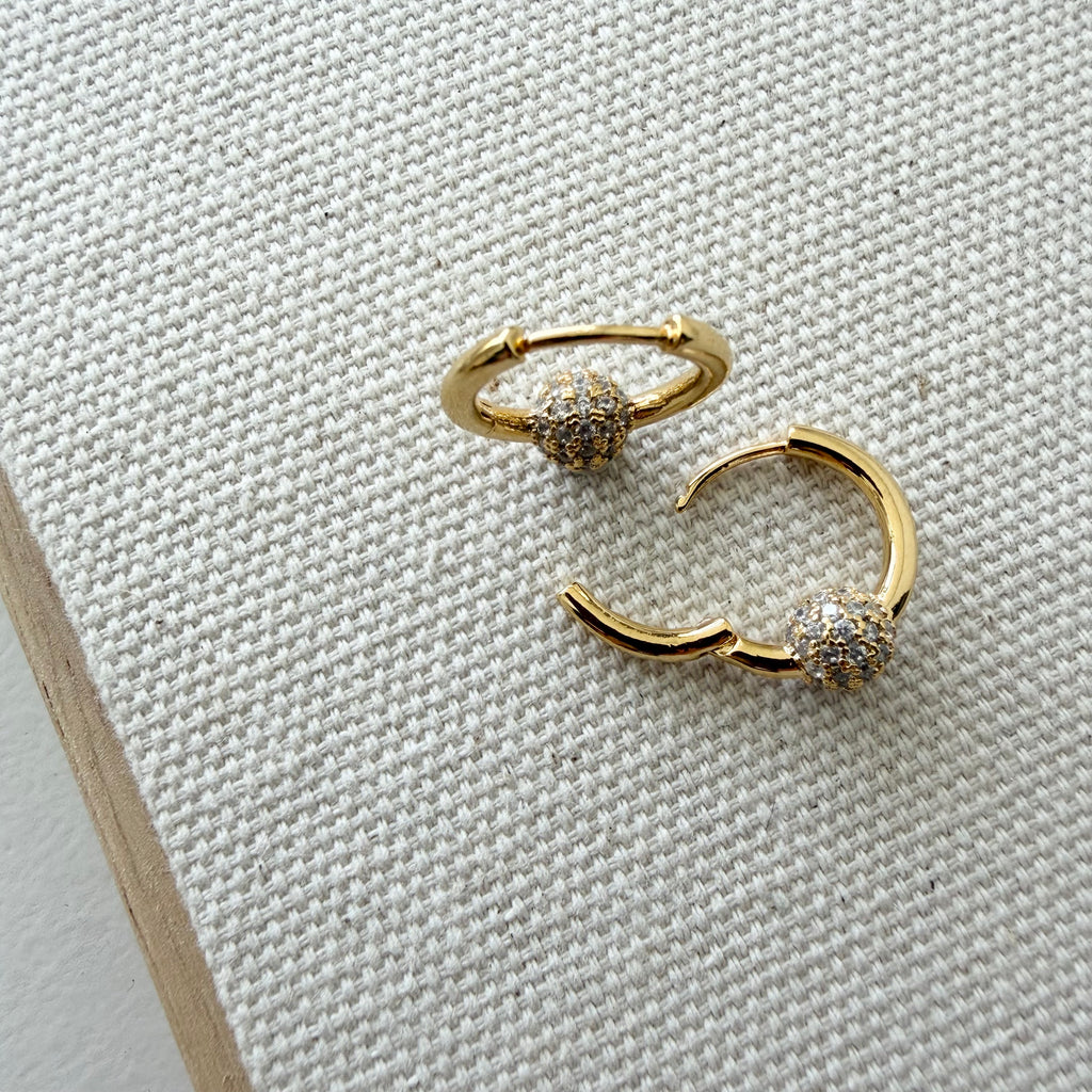 Pavé Ball Huggie Hoop Earrings