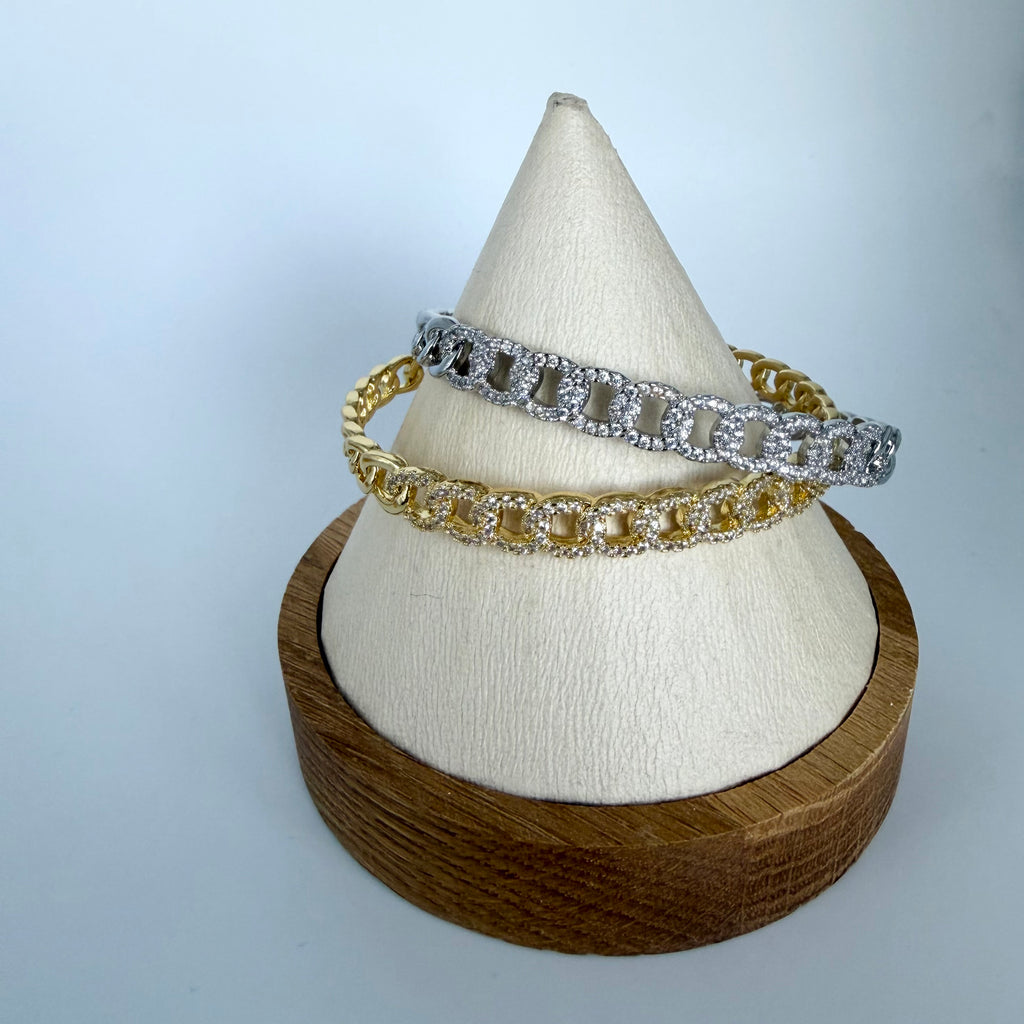 Chain Link CZ Cuff Bracelet