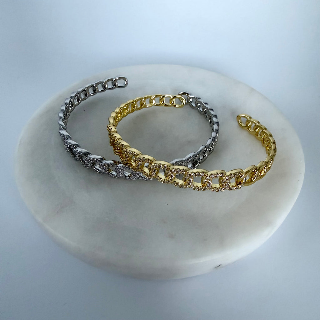 Chain Link CZ Cuff Bracelet