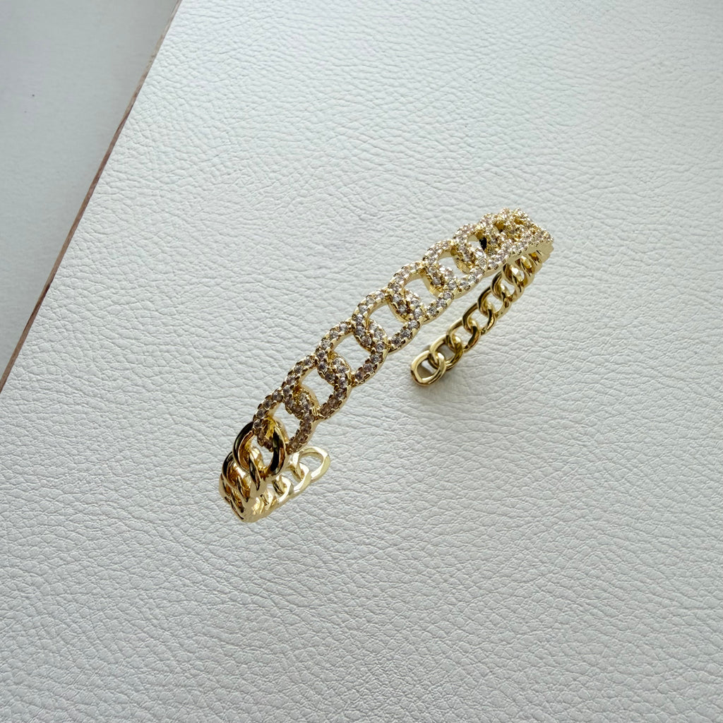 Chain Link CZ Cuff Bracelet